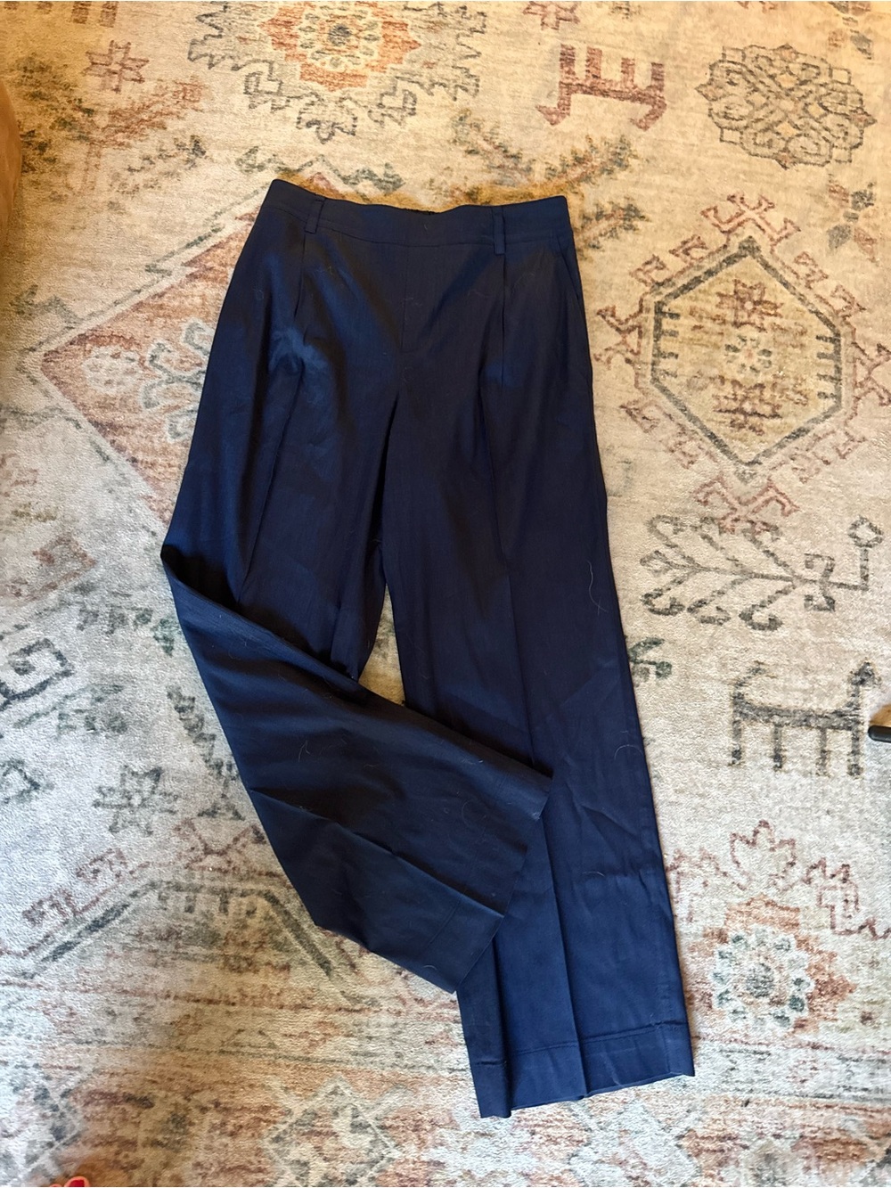 Vince Classic Navy Straight-Leg Women's Trousers